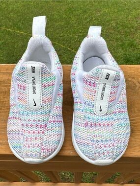 Nike Viale Space Dye Baby Slip on Sneakers White Multicolor 5C Girls -READ-